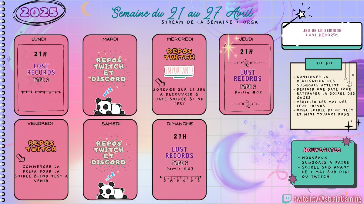 Hey !✨ Cette semaine sera consacrée à la suite de #LostRecordsBloomAndRage !!! + un peu d'orga pour les event à venir ☺️

Dès 21h sur ma chaîne #twitch :
🔴 twitch.tv/AstraiaGaming

#streameuse #gameuse #gaming #twitchfr