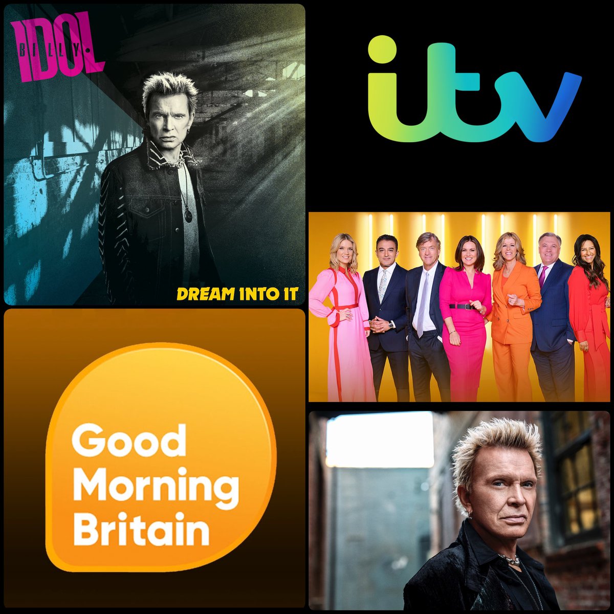 Tune in to @gmb on <a href="/ITV/">ITV</a> tomorrow (Tuesday) morning from 7.30am to see global rock n roll legend @billyidol Live On Air talking about his new album ‘Dream Into It’ released THIS FRIDAY (25/04) + headline show at @ovoarena Wembley (24/06) 
⚡️💿⚡️