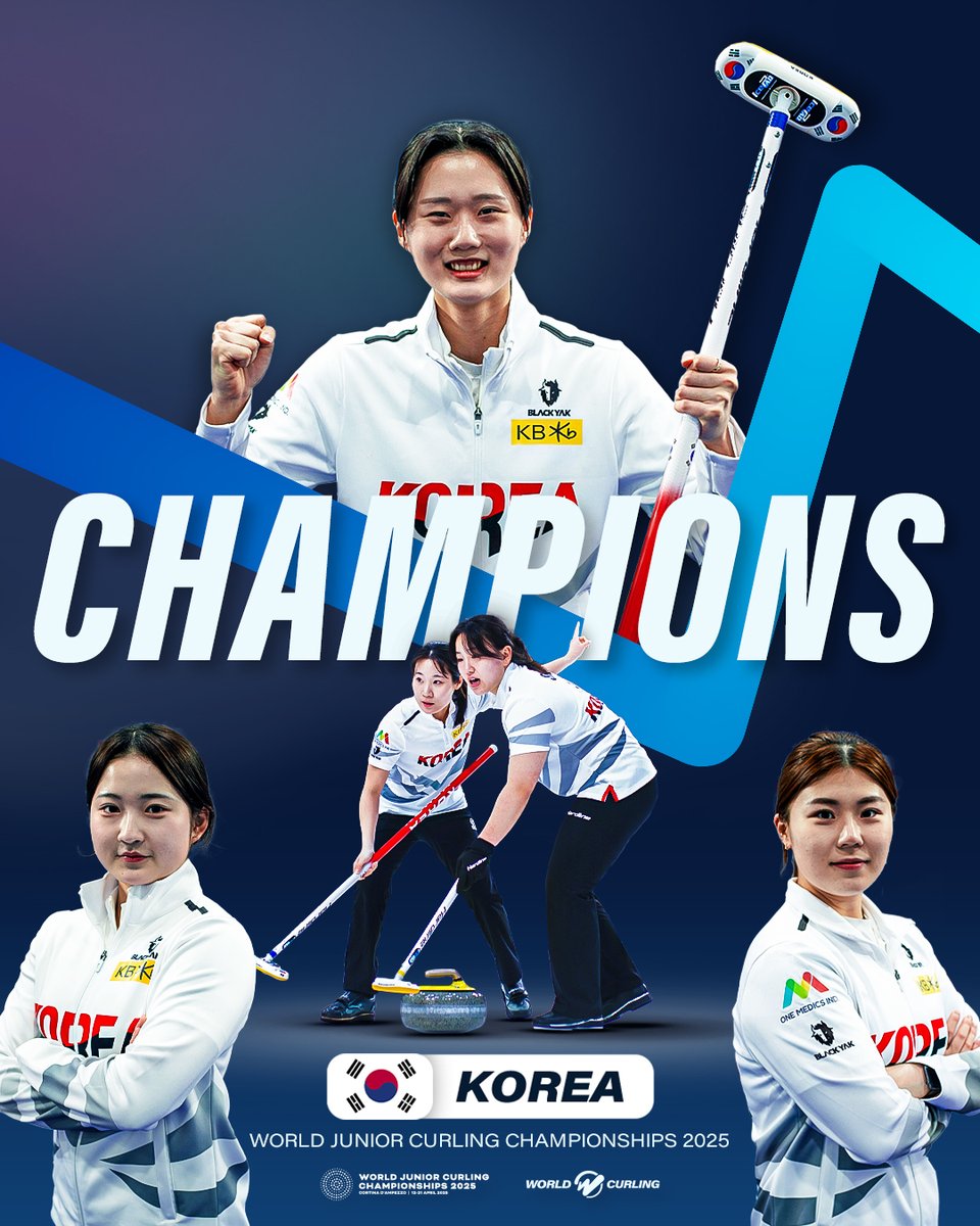 CHAMPIONS!!! 🏆🇰🇷 Korea win the World Junior title 8-2 over Germany, claiming their first ever women's gold! 

#WJCC #Curling