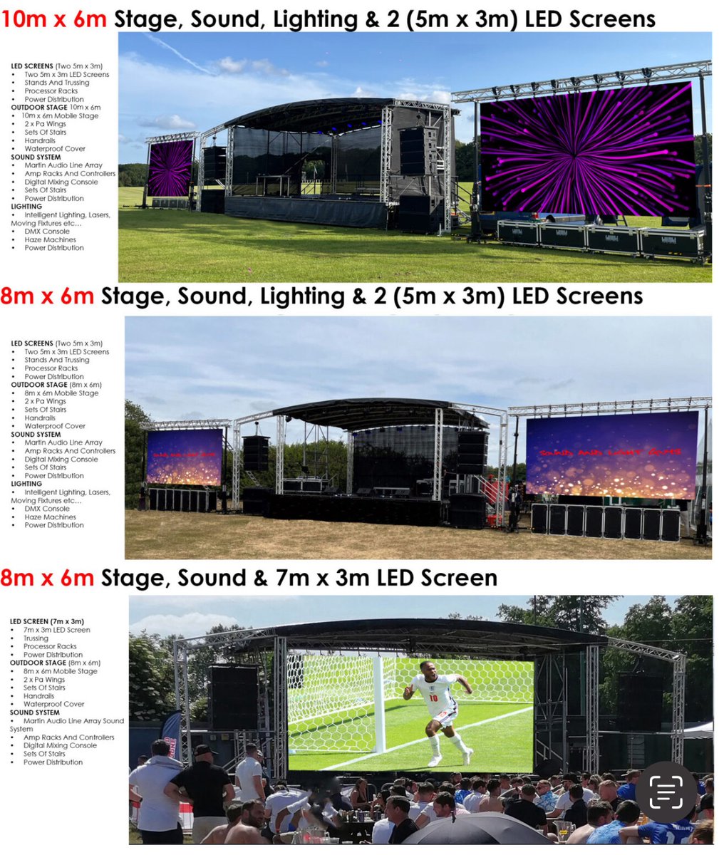 pa_hire_oxford's tweet image. Add LED screens to your Festival Package for maximum visual impact!
Custom sizes available: side stage, back stage, or DJ booth setups.
Let’s light it up!
#SoundHire #LEDScreenHire #StageHire #LightingHire #BigScreens #VideoWallRental #AV #SoundAndLightGuys