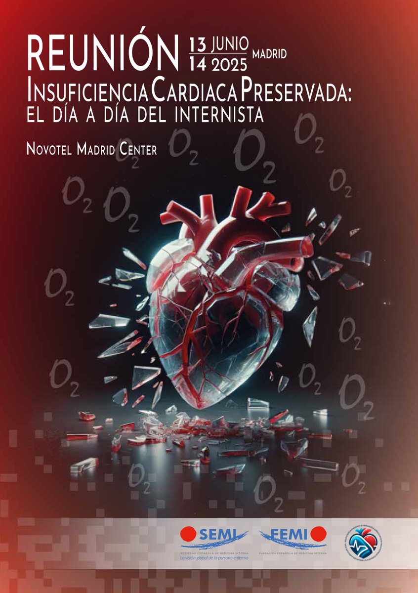 Sociedad Española de Medicina Interna (SEMI) (@sociedad_semi) on Twitter photo 📢"I Reunión Insuficiencia Cardíaca Preservada: El día a día del internista" del GT <a href="/IcyfaSemi/">@ICyFA-SEMI</a> 🏥
📍Madrid. Novotel Madrid Center.
🗓️13 y 14 de junio de 2025
‼️ Plazas limitadas. Solo para socios SEMI.
🔗fesemi.org/congresos/i-re…
#SEMITuit #MedicinaInterna <a href="/jopesilver/">José Pérez Silvestre</a> 📢"I Reunión Insuficiencia Cardíaca Preservada: El día a día del internista" del GT <a href="/IcyfaSemi/">@ICyFA-SEMI</a> 🏥
📍Madrid. Novotel Madrid Center.
🗓️13 y 14 de junio de 2025
‼️ Plazas limitadas. Solo para socios SEMI.
🔗fesemi.org/congresos/i-re…
#SEMITuit #MedicinaInterna <a href="/jopesilver/">José Pérez Silvestre</a>