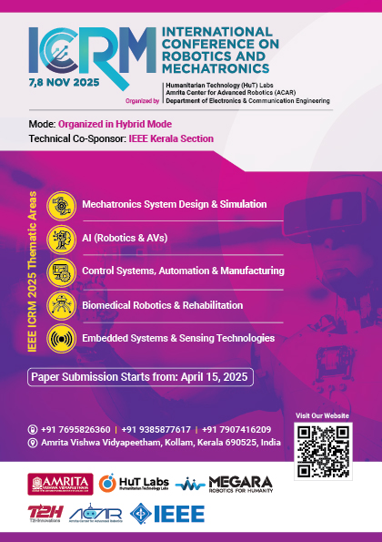 HuLabs2013's tweet image. 🚀 Gear Up for Innovation at IEEE ICRM 2025! 🤖🌍
🔗 Learn more: amrita.edu/events/icrm
📩 Submit your paper: amrita.edu/events/icrm/su…
#ICRM2025 #IEEE #RoboticsConference #Mechatronics #Amritapuri #HuTLabs #RoboticsInnovation #AI #Automation #Research #AmritaVishwaVidyapeetham