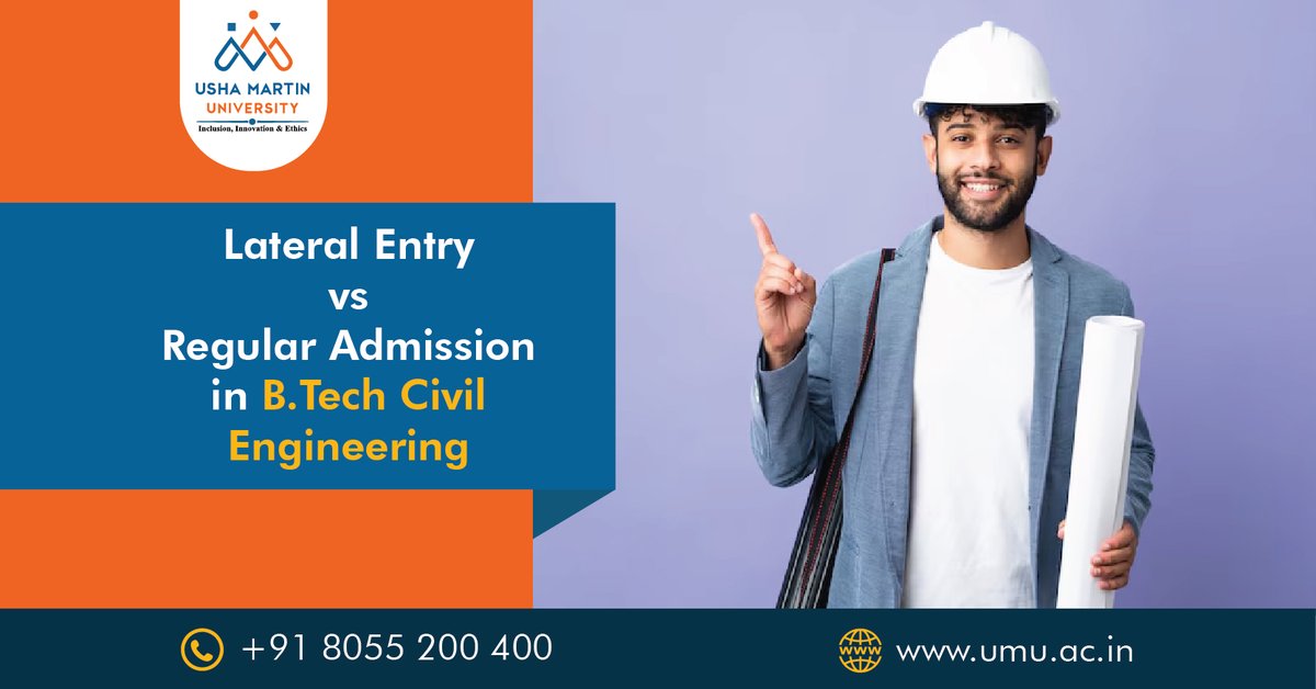 digitalrajnegi's tweet image. Lateral Entry vs Regular Admission in BTech Civil Engineering
Read More: bit.ly/3YaYQWt
#ushamartinuniversity #btechlateralentry #btechcivilengineering