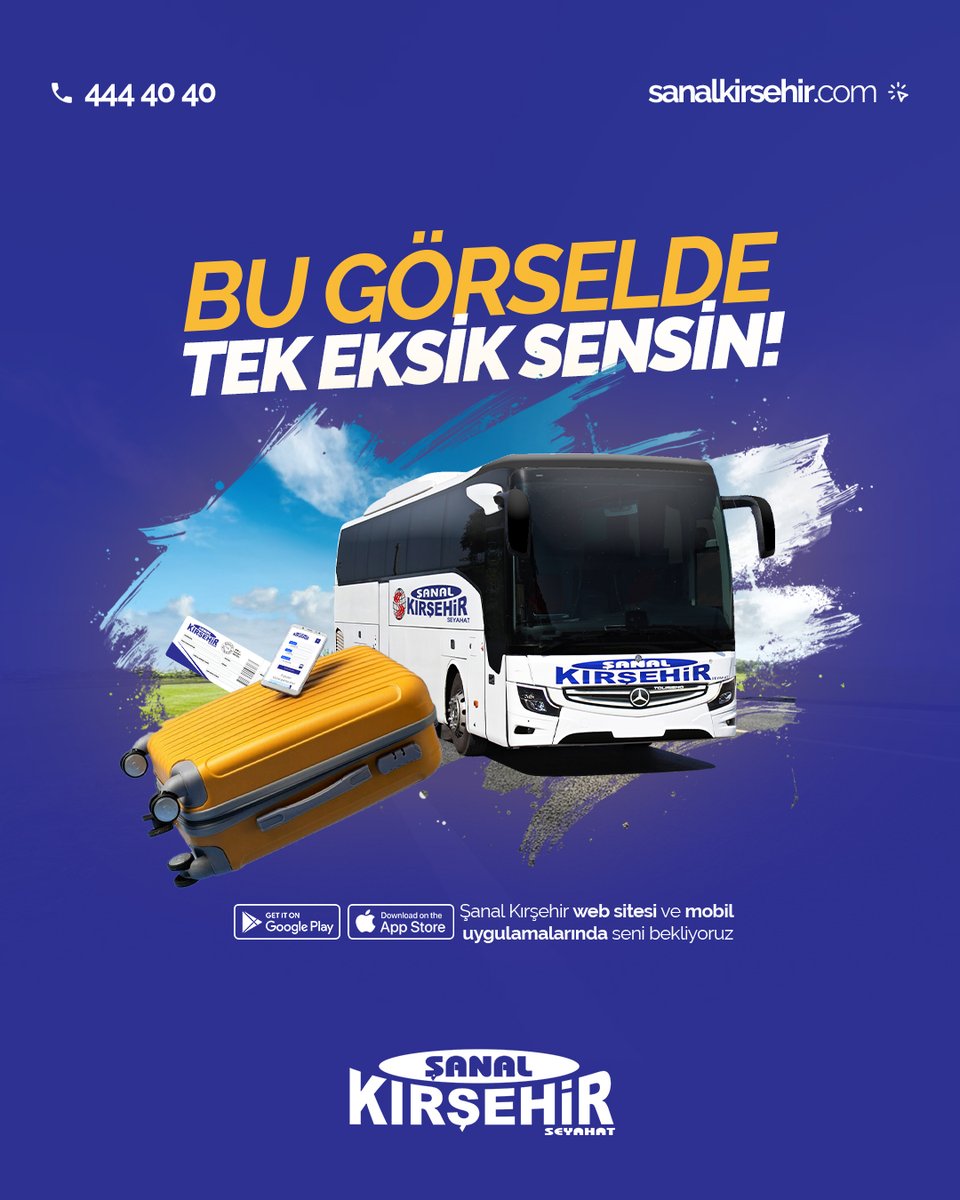 Bu görselde tek eksik, sensin! 🤔

☑️ Konforlu Şanal otobüsü
☑️ Yolculuğa hazır bavul
☑️ Kolay bilet için Şanal mobil uygulaması
☑️ Yolculuk için Şanal bileti
❌ Sen yoksun.

444 40 40
sanalkirsehir.com