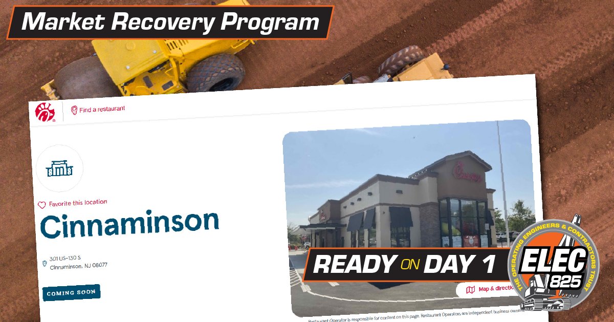 A Chick-Fil-A is coming to a long-neglected section of Route 130 in Cinnaminson thanks in part to a Market Recovery Program that is bringing the well-trained <a href="/IUOE825/">IUOE Local 825</a> Local 825 operating engineers from Winzinger to the project.