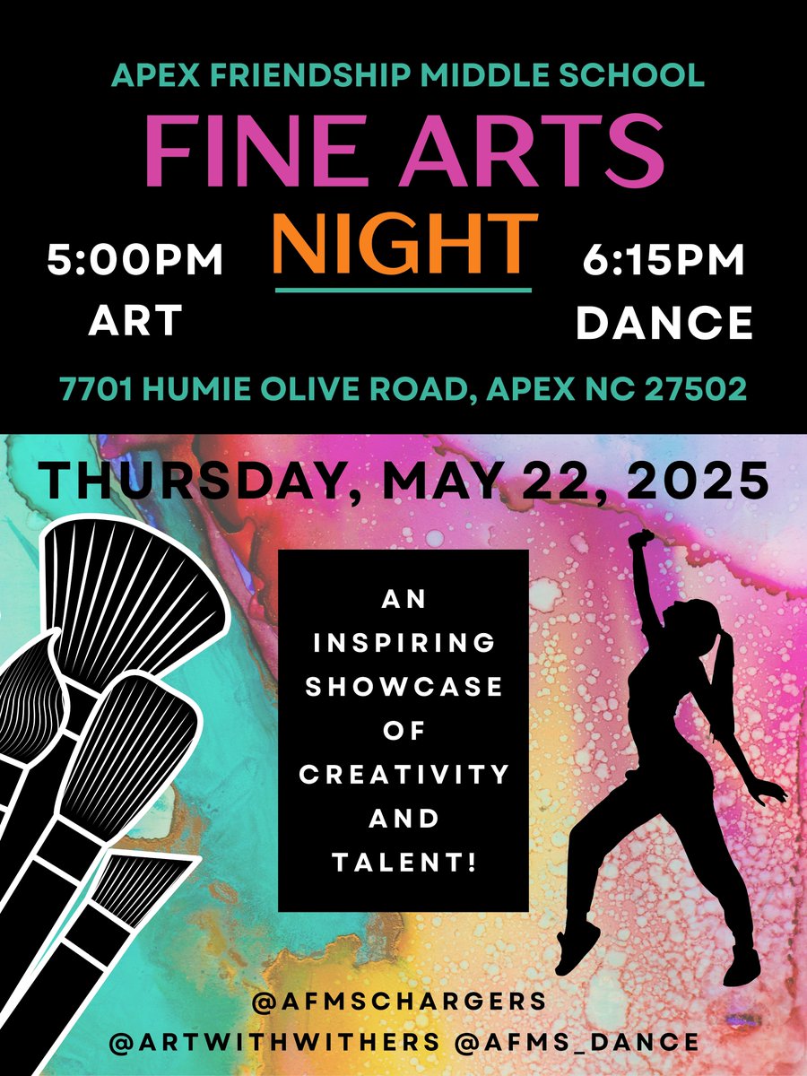 ArtWithWithers's tweet image. SAVE THE DATE! @AFMSChargers @AFMSPTSA @afms_dance