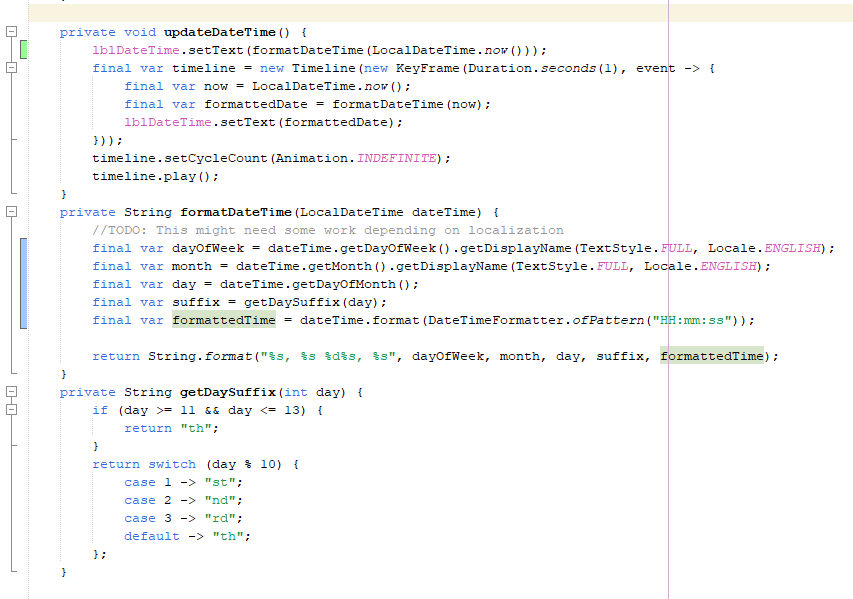 AndreasPlesa's tweet photo. When I built the live clock for my #TimeManagementApp, I learned a super clean way to display date & time in JavaFX โฐ
โ
Real-time updates
โ
Format like "Monday, April 8th, 15:45:23"
โ
Day suffixes like โstโ, โndโ, โthโ
Hereโs how I did it ๐
#Java #JavaFX #CodingTips #buildinpublic