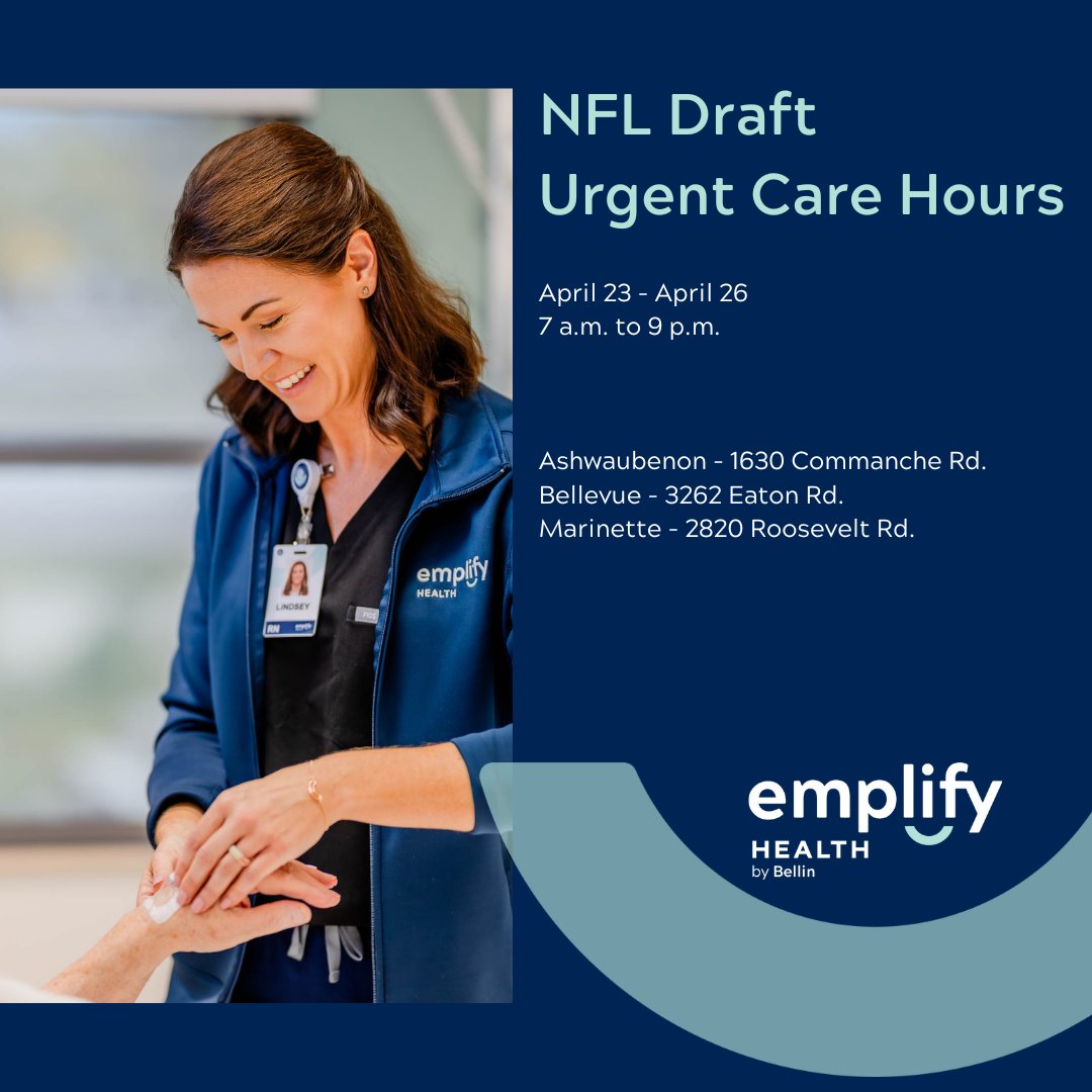 We are just days away from the NFL Draft! We expect to see A LOT of people making their way through the area. To ensure everyone can receive quality, timely care, our Urgent Care facilities will have expanded hours.