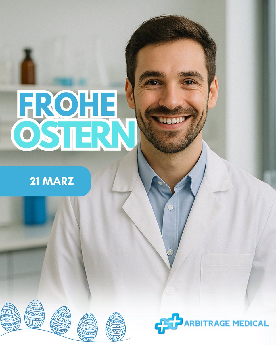 arbitrage_med's tweet photo. 👨‍⚕️🌷 Frohe Ostern wünscht das Team von Arbitrage Medical!
Auch an den Feiertagen stehen Gesundheit und Fürsorge bei uns im Mittelpunkt. Bleiben Sie gesund und genießen Sie die Osterzeit! 🐣💙

#FroheOstern #ArbitrageMedical #GesundheitZuerst #MedizinMitHerz https://t.co/V2t9EiHmk5
