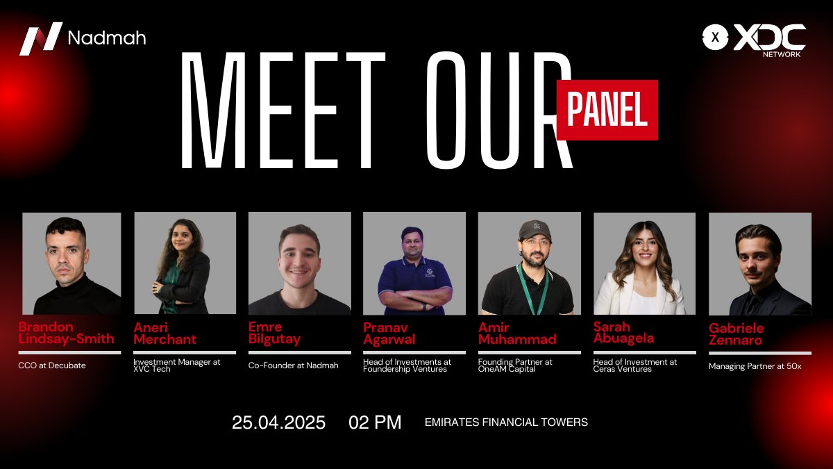 🚨 Speaker Lineup Announcement 🚨

We’re thrilled to unveil the speakers for the Nadmah x XDC | VC Pitch Fest — a private, high-stakes pitch event bringing together top investors and visionary founders from the blockchain space.