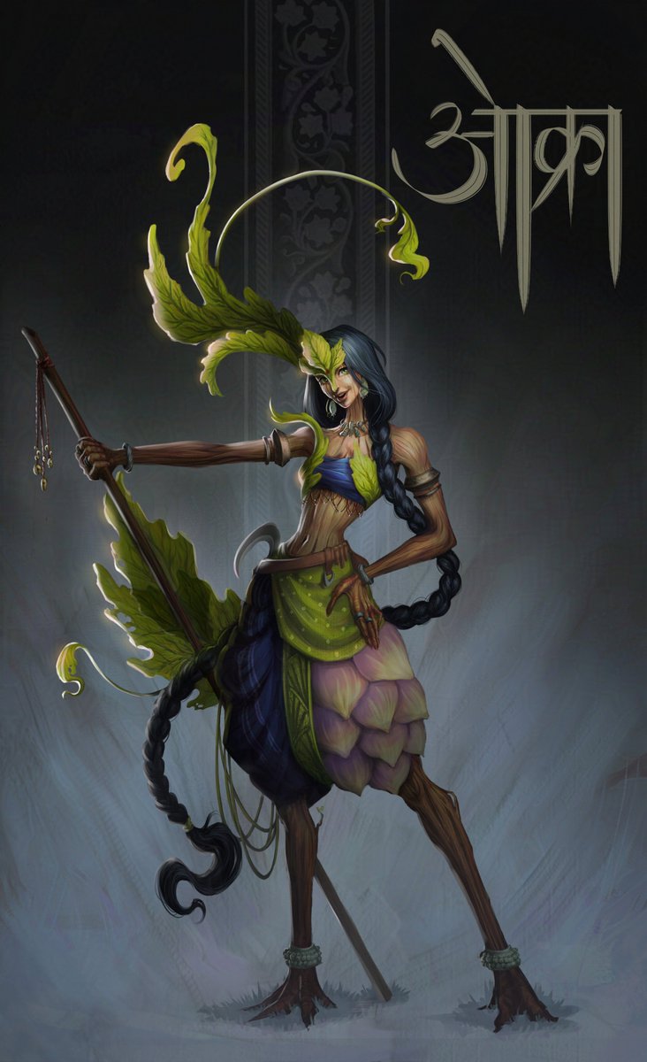 SameekshaHaste's tweet photo. Character from personal project, Okra-half human,half vegetable-is clever, crafty and brave and out to defeat Bhukka Baba, who has cursed the land and her people.
#conceptart #characterdesign #indianfantasy #indianmythology #designprocess #characterillustration #creaturecharacter https://t.co/SZcHrwMh2q