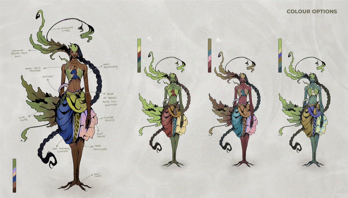 SameekshaHaste's tweet photo. Character from personal project, Okra-half human,half vegetable-is clever, crafty and brave and out to defeat Bhukka Baba, who has cursed the land and her people.
#conceptart #characterdesign #indianfantasy #indianmythology #designprocess #characterillustration #creaturecharacter https://t.co/SZcHrwMh2q