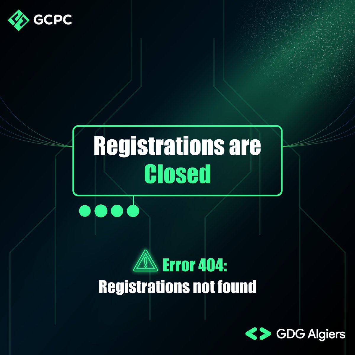 🚨 Registrations are officially closed! The stage is set, and the best coding minds are in. ⌛ A big thank you to all who registered—stay tuned!
#GDG #GDGAlgiers #GCPC #tech