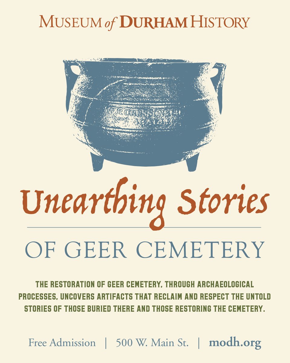 Museum of Durham History (@durhamhistory) on Twitter photo ๐ You're Invited! ๐
Join us Friday, April 25 from 6โ8PM at the Museum of Durham History for the opening celebration of our newest exhibit: "Unearthing Stories of Geer Cemetery" 
๐ Museum of Durham History โ 500 W. Main St.
๐๏ธ Free & open to all!
#durhamhistory #geercemetery ๐ You're Invited! ๐
Join us Friday, April 25 from 6โ8PM at the Museum of Durham History for the opening celebration of our newest exhibit: "Unearthing Stories of Geer Cemetery" 
๐ Museum of Durham History โ 500 W. Main St.
๐๏ธ Free & open to all!
#durhamhistory #geercemetery