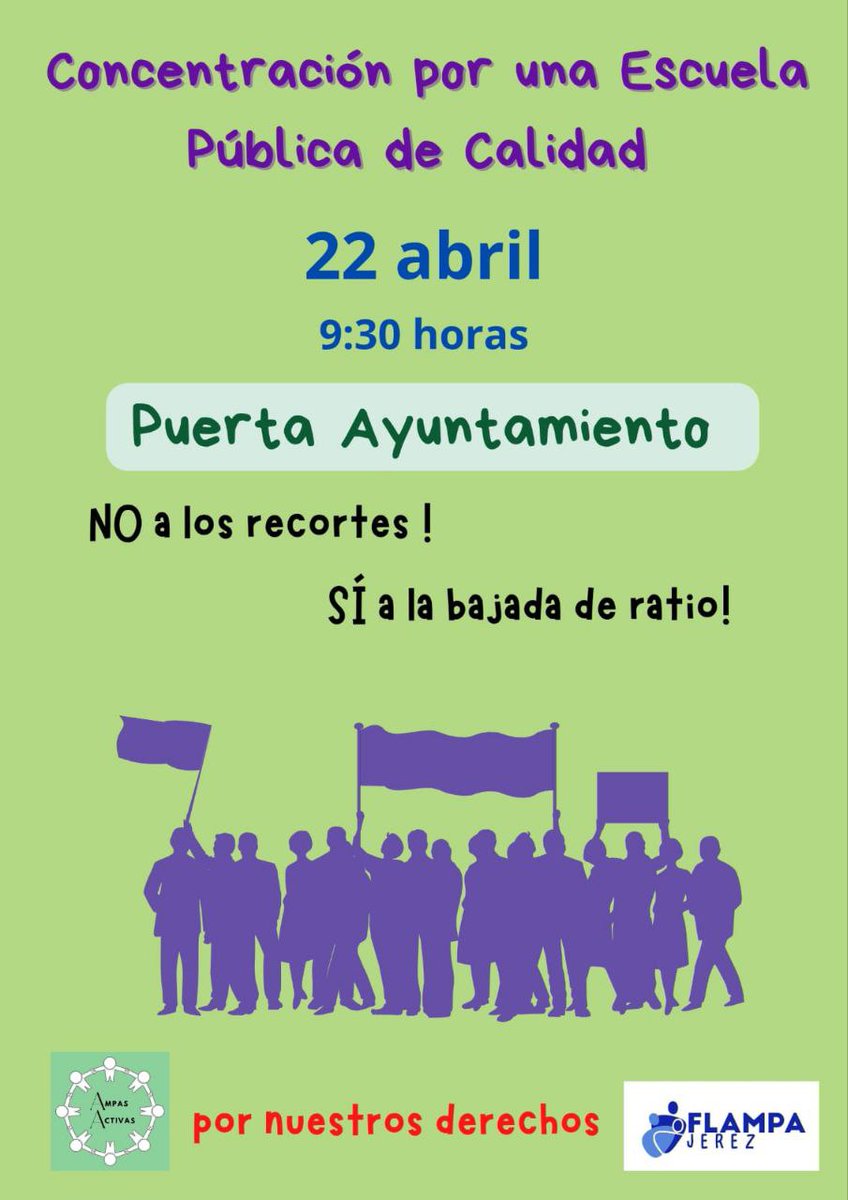 💚  Ya está bien de recortes y de desprecio a la Educación Pública.

👨‍🏫 No a los recortes en personal.
 📝 No a los recortes materiales. 
🛑 No al cierre de Líneas. 

💚 Sí a la bajada de ratio!!!