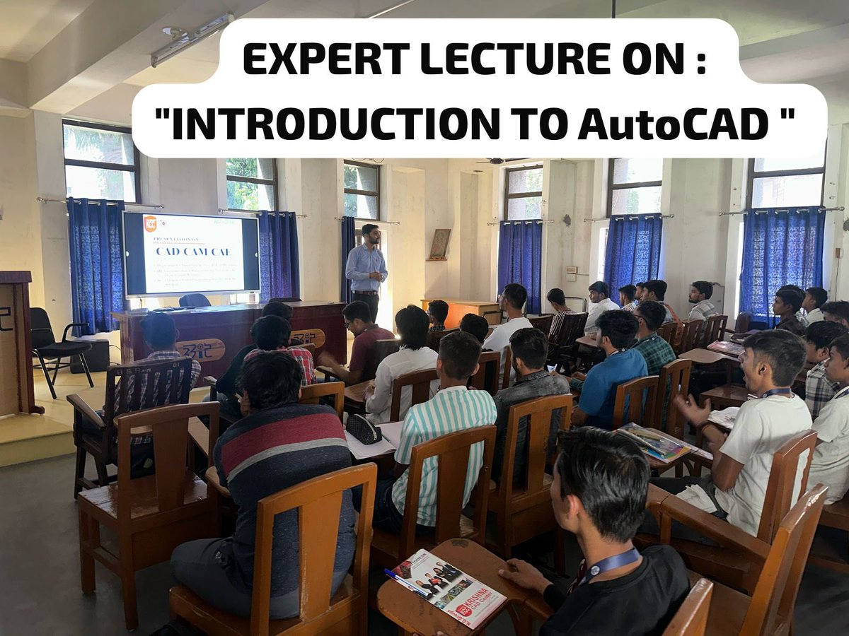Bbit94081002's tweet photo. On Monday, April 7th, 2025, from 1:30 PM to 3:30 PM, Krishna CAD Center, VV Nagar, conducted an expert lecture introducing AutoCAD. This session was specifically organized for the 2nd-semester Mechanical Engineering students of the Self-Financed (SF) program.#bbit https://t.co/ax4gr3FXSc