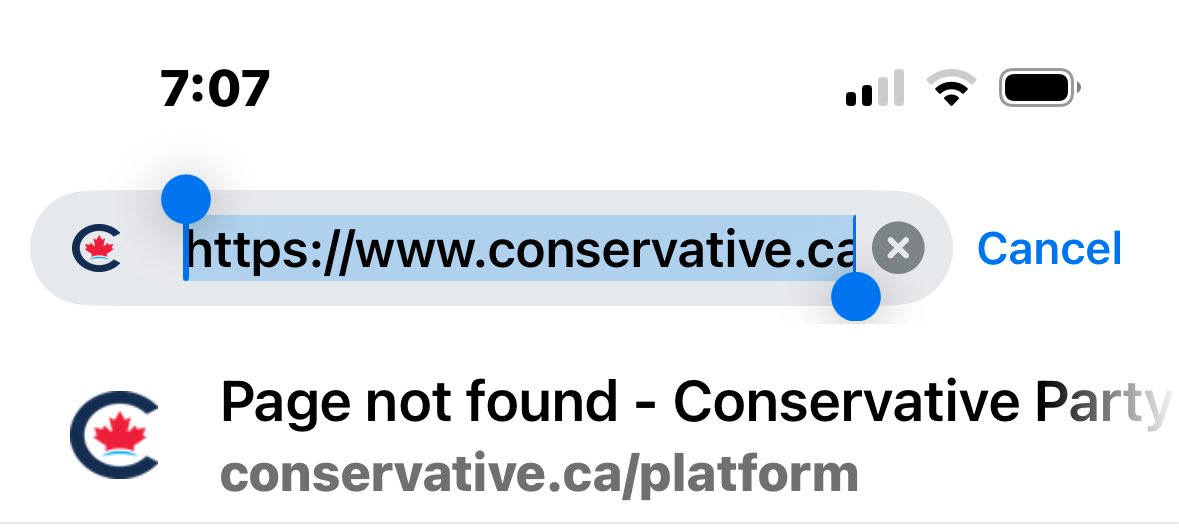 ItsDeanBlundell's tweet photo. Poilievre is hoping to win without publishing a platform. Nothing. Zero. Just links to give him money and buy merch. 
Exactly like Trump. Exactly like MAGA. 
If it wasn’t so fucking insulting it would be funny. https://t.co/SnXaqL6Sze