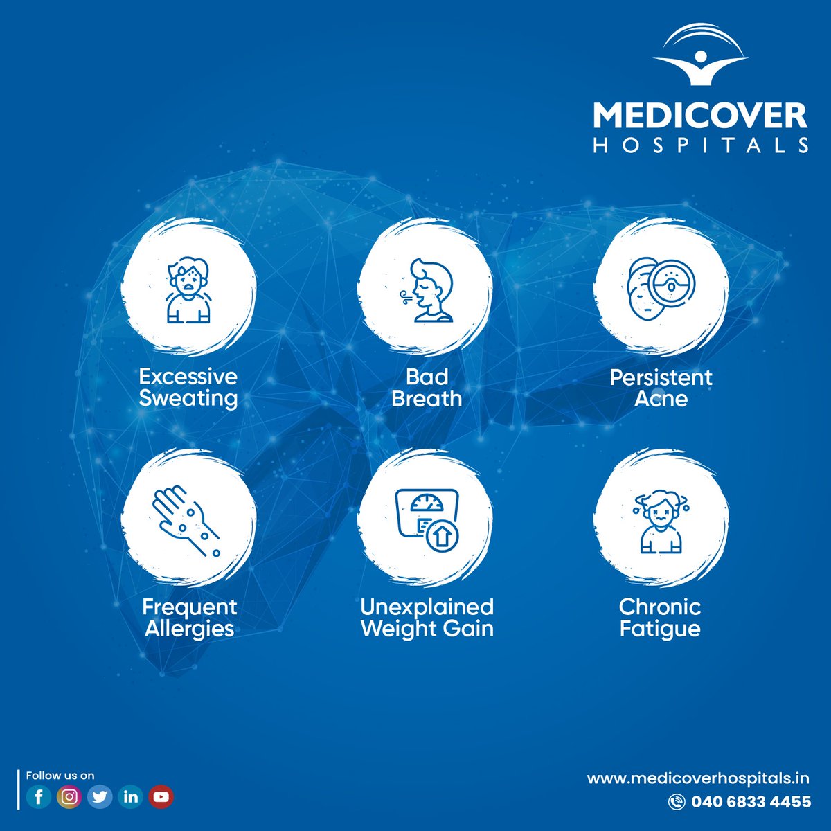 MedicoverIN's tweet image. Your liver provides early warning signs when toxin levels become excessive. Stay alert to these signals &amp;amp; seek medical attention if you notice any concerning symptoms.

#MedicoverHospitals #LiverDetox #ProtectYourLiver #HealthyLiver #LiverCare #BodyDetox #EarlyWarningSigns #Liver