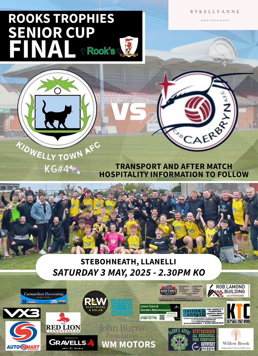 "HISTORY IN THE MAKING! Our club is making their FIRST-EVER Senior Cup Final appearance! Let's pack the ground, wear our colours proud, and cheer them on to victory! 

Thank you to <a href="/ampowersolutio/">AM Power Solutions Ltd</a> for the support and celebratory drinks!

Transport/Hospitality info to follow!
