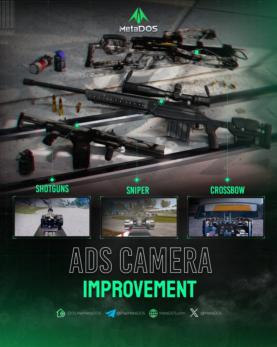 MetaDOS's tweet photo. ๐ฏ ADS CAMERA IMPROVEMENT
๐ซSniper. Crossbow. Shotgun.
โจNo more shaky scopes โ your aim now stays locked between shots for pinpoint precision.
๐ฅTake the shot! Make it count!
--------------------
๐ฎ Get it now on Steam ๐๐๐
https://t.co/v7zZghwbqM
#MetaDOS #FPS #BattleRoyale #Gaming #weapon