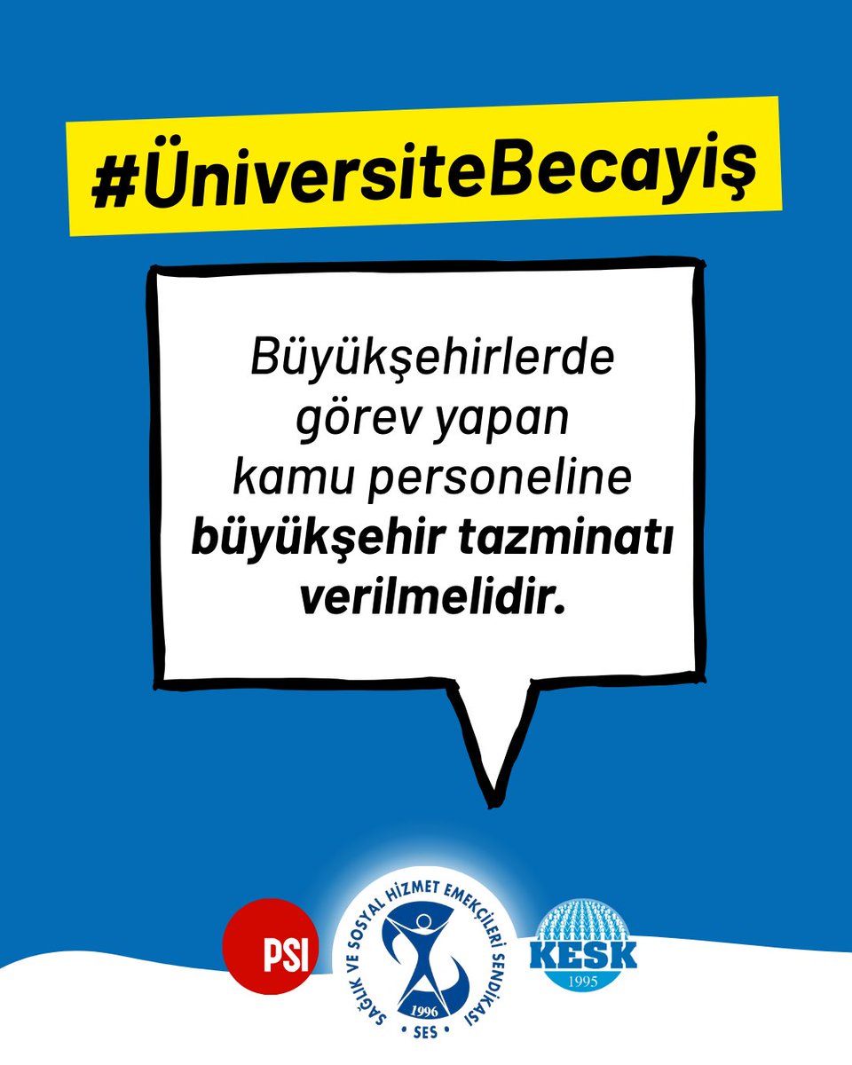 sesgenelmerkezi's tweet photo. 📌Büyükşehirlerde görev yapan kamu personeline büyükşehir tazminatı verilmelidir.

#ÜniversiteBecayiş https://t.co/QS8UAF2cCx