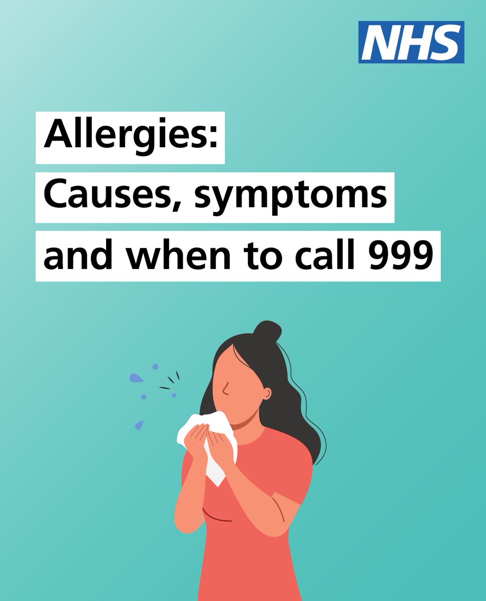 An allergy is where your body reacts to something that's normally harmless like pollen or dust. The symptoms can be mild, but for some people they can be very serious.

Read more about allergy causes, symptoms and when to call 999: nhs.uk/conditions/all…

#AllergyAwarenessWeek