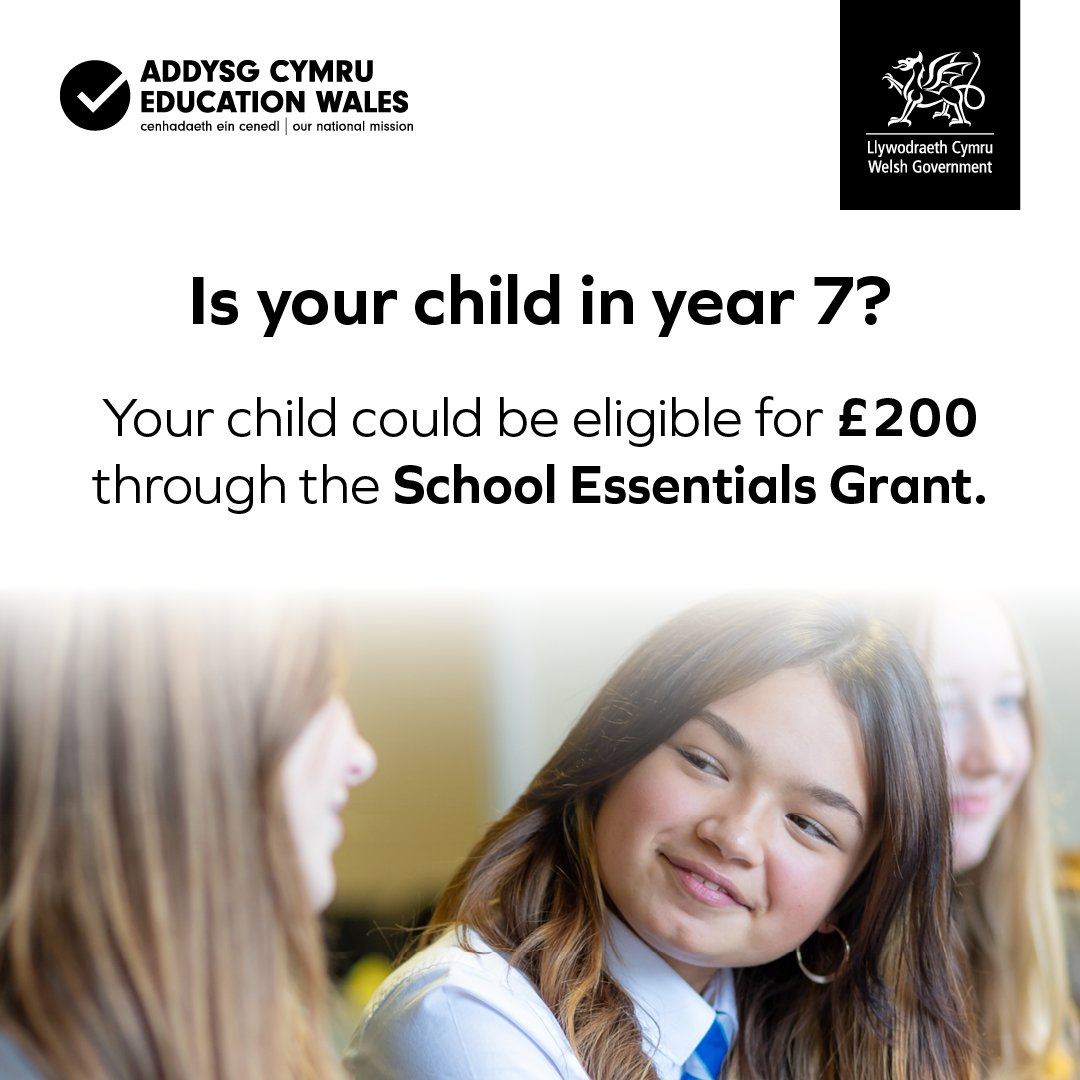 Welsh Government Education (@wg_education) on Twitter photo You have until 31 May to check your child’s eligibility for the School Essentials Grant⏰
If eligible, your school will receive extra funding too.
Visit: gov.wales/get-help-schoo…
#FeedTheirFuture
<a href="/FlintshireCC/">Flintshire Council</a>
<a href="/NewportCouncil/">Newport City Council</a> You have until 31 May to check your child’s eligibility for the School Essentials Grant⏰
If eligible, your school will receive extra funding too.
Visit: gov.wales/get-help-schoo…
#FeedTheirFuture
<a href="/FlintshireCC/">Flintshire Council</a>
<a href="/NewportCouncil/">Newport City Council</a>