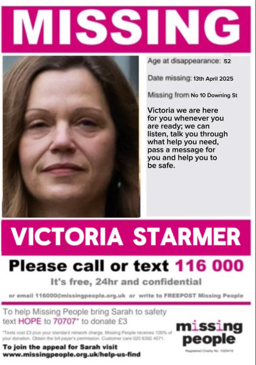 Just wanted to share this. If anyone has any information on Victoria Starmer, text or call below.