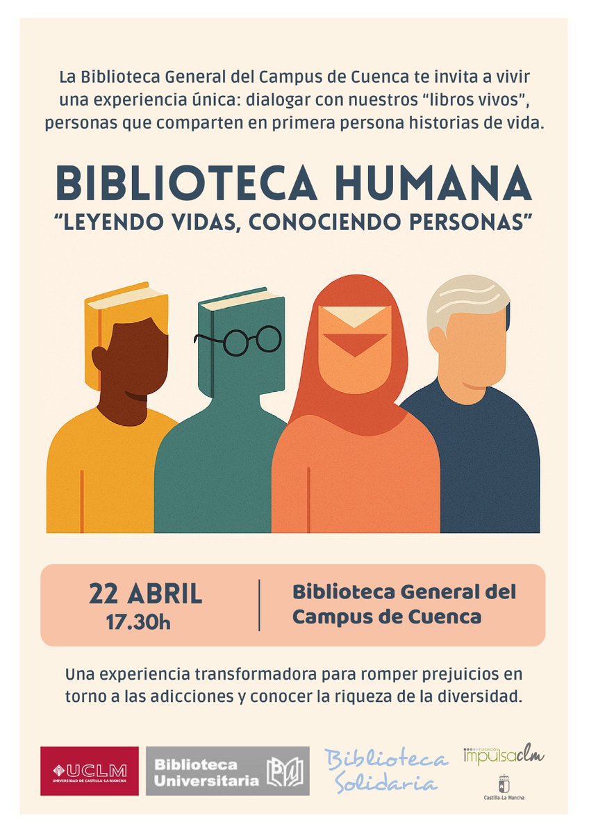 Con motivo del #DiaDelLibro mañana día 22 en <a href="/BibliotecaUCLM/">Biblioteca UCLM</a> <a href="/CampusCuenca/">Delegación Cuenca</a> <a href="/uclm_es/">Universidad de Castilla-La Mancha</a> tendrá lugar una sesión de #bibliotecahumama <a href="/humanlibrary/">Hulib ❤️ Memecoin</a> gracias a las entidades participantes <a href="/TSCuenca/">Trabajo Social en Cuenca</a> <a href="/EducHumanidades/">Facultad C. de la Educación y Humanidades Cuenca</a> Aframas