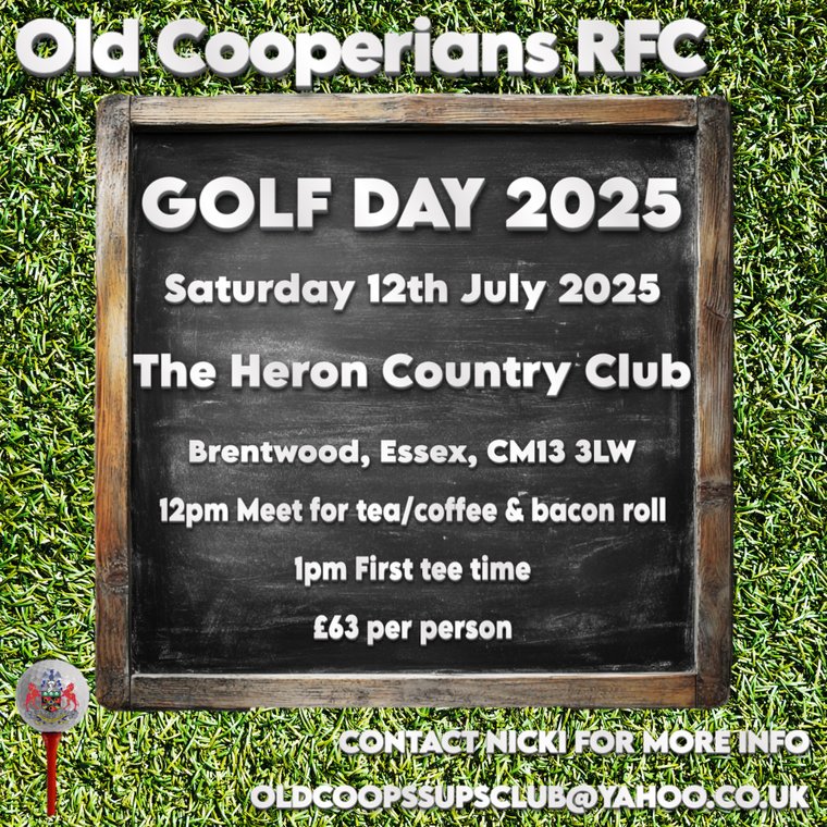 Old Cooperians RFC Golf Day
Saturday 12th July 2025
oldcooperiansrfc.com/news/old-coope…