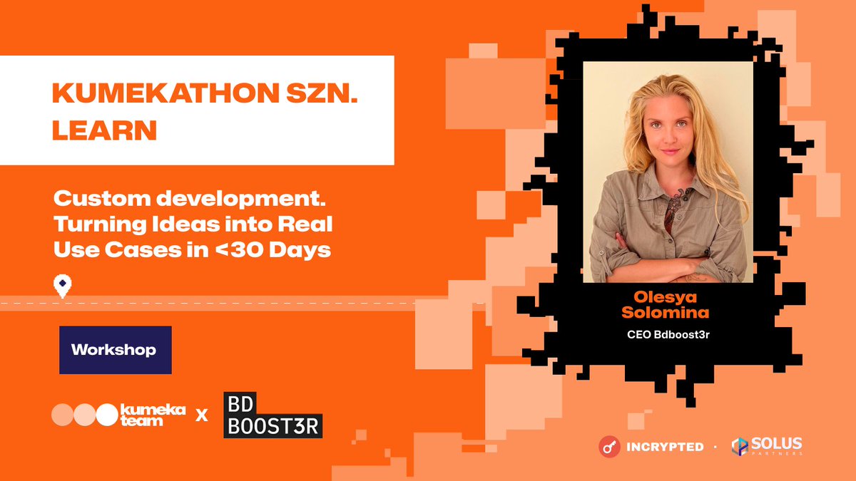 Kumeka Team (@kumekateam) on Twitter photo Custom development – the thing <a href="/solana/">Solana</a> Breakout hackathon by <a href="/colosseum/">Colosseum</a> judges love.
Don’t miss tomorrow’s workshop with <a href="/solomina_olesya/">Olesya Solomina</a>, CEO at <a href="/BDBoost3r/">BD Boost3r (BDB)</a>!
Custom Development: How to go from ideas about your product and users to real use cases based on market demand — in Custom development – the thing <a href="/solana/">Solana</a> Breakout hackathon by <a href="/colosseum/">Colosseum</a> judges love.
Don’t miss tomorrow’s workshop with <a href="/solomina_olesya/">Olesya Solomina</a>, CEO at <a href="/BDBoost3r/">BD Boost3r (BDB)</a>!
Custom Development: How to go from ideas about your product and users to real use cases based on market demand — in