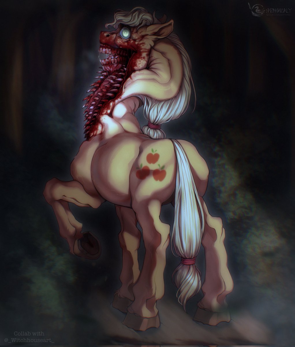 Collab i did with a friend on Instagram🖤
-
She had the idea and made the sketch/Lineart and sketched shading as well, also the Background. 
I colored it and made the whole detailed render.
.
.
#mlpinfection #mlp #mlpart #mlpcollab #AppleJack #Collaboration #mlpgore