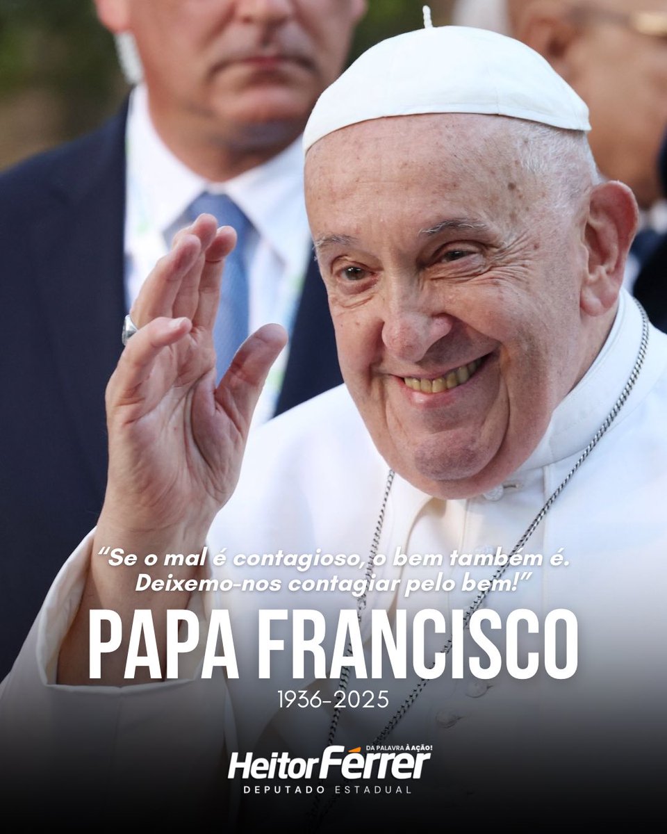 Em um tempo marcado pela renovação da fé e pela esperança que brota da Ressurreição, recebemos com profundo pesar a notícia do falecimento do Papa Francisco.

Partiu na Páscoa, quando a vida vence a morte, deixando ao mundo um legado de compaixão e humildade.