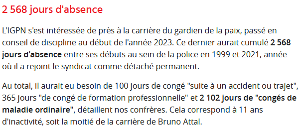 Herminoraptor's tweet photo. On peut donc comprendre pourquoi, avec ces multiples engagements, Bruno Attal aurait été absent pendant 11 ans soit la moitié de sa carrière de policier (!). Pas facile de concilier travail et plaisir. https://t.co/rgDbH1LoKP