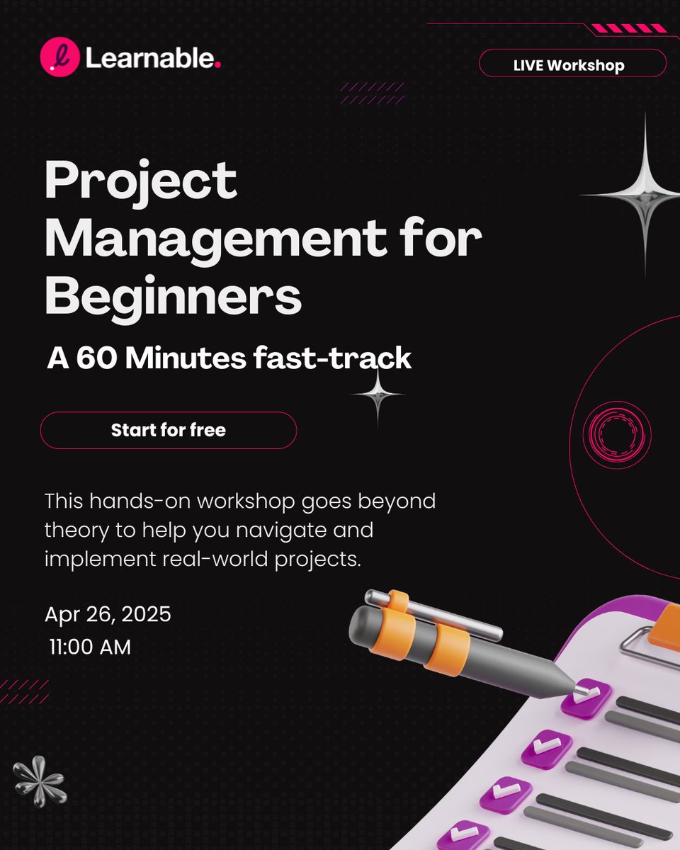misteryomi's tweet image. Easter FREEBIES for all!!

For everyone starting their career in tech, starting this weekend. Jump on these free workshops, powered by @ThisIsLearnable 

RT/Share

👇

1. Project Management for Beginners - A 60 Minutes fast-track

joinlearnable.com/workshops/proj…