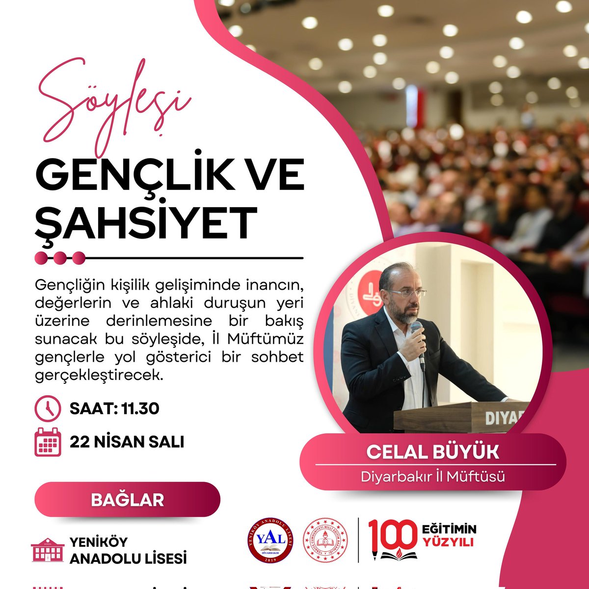 Yeniköy Anadolu Lisesi (@lisesiyenikoy) on Twitter photo Gençliğin kişilik gelişiminde inancın, değerlerin ve ahlaki duruşun yeri üzerine derinlemesine bir bakış açısı sunacak "Gençlik ve Şahsiyet" konulu söyleşimize davetlisiniz. <a href="/Murat4Kucukali/">Murat Küçükali</a> <a href="/12_samiaydin/">Sami Aydın</a> <a href="/BaglarKaymakam/">Bağlar Kaymakamlığı</a> <a href="/Diyarbakirmem/">Diyarbakır İl Millî Eğitim Müdürlüğü</a> <a href="/BaglarMEM21/">Bağlar İlçe Milli Eğitim Müdürlüğü</a> Gençliğin kişilik gelişiminde inancın, değerlerin ve ahlaki duruşun yeri üzerine derinlemesine bir bakış açısı sunacak "Gençlik ve Şahsiyet" konulu söyleşimize davetlisiniz. <a href="/Murat4Kucukali/">Murat Küçükali</a> <a href="/12_samiaydin/">Sami Aydın</a> <a href="/BaglarKaymakam/">Bağlar Kaymakamlığı</a> <a href="/Diyarbakirmem/">Diyarbakır İl Millî Eğitim Müdürlüğü</a> <a href="/BaglarMEM21/">Bağlar İlçe Milli Eğitim Müdürlüğü</a>