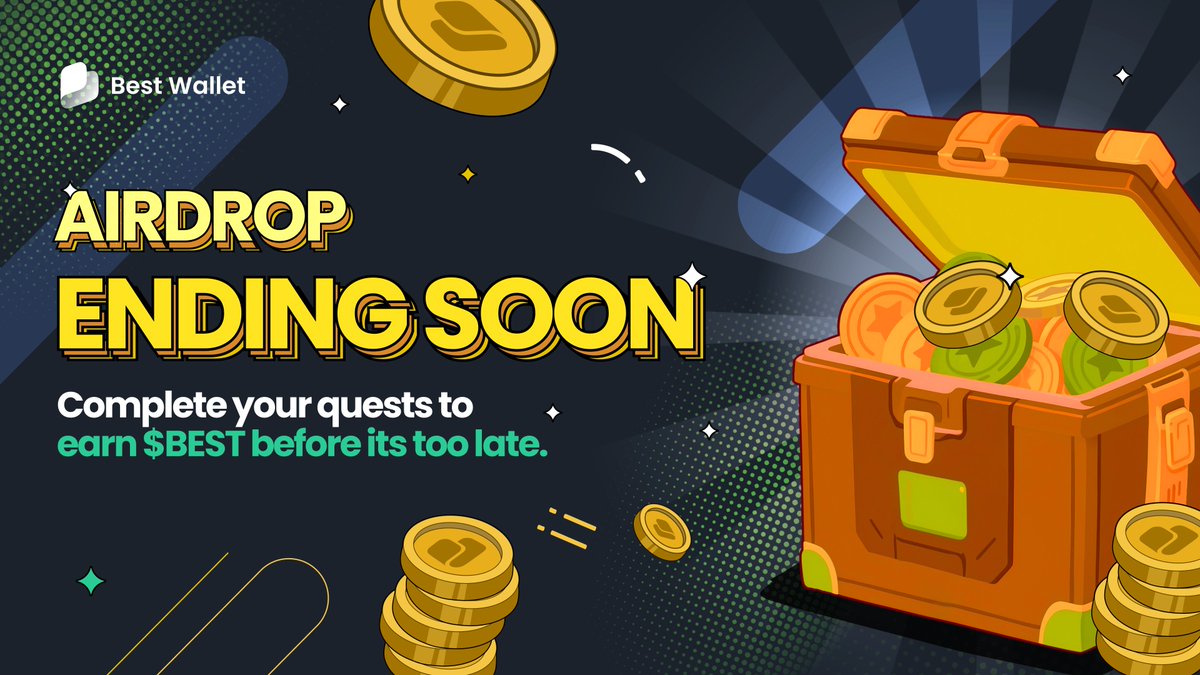 The Best Wallet Airdrop is ending soon, and this will be the final chance to secure your $BEST rewards. ⏳ 

✅ Make sure you’ve completed all quests
✅ Double-check that your Best Wallet is connected

If your wallet isn’t linked, you won’t be able to claim any rewards.

Don’t