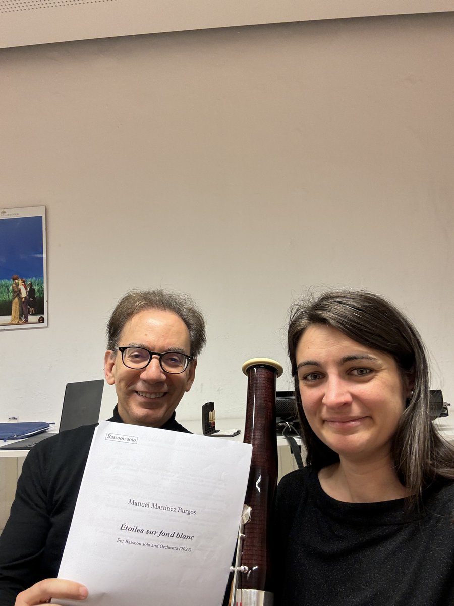 It's so good when you can work in advance with the soloist of your bassoon concerto, Sophie Dervaux, soloist of the Vienna Philharmonic. Soon in Spain, premiere of "Étoiles sur fond blanc"!