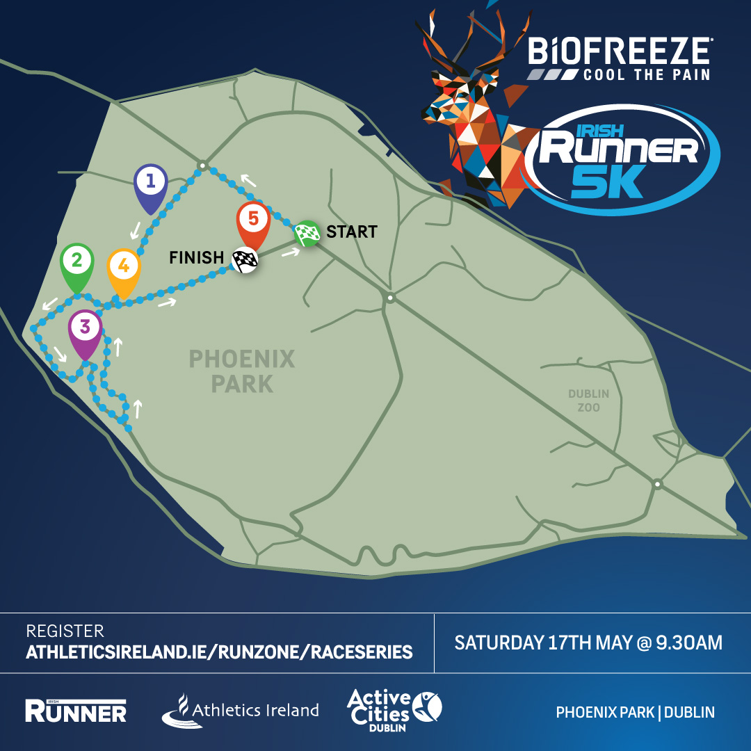 We’re thrilled to share the official route for this year’s Biofreeze Irish Runner 5k!

The race will start at Chesterfield Avenue in the Phoenix Park and will finish on the Furze Road 🏁

Ready to take on the challenge? Register now ⤵️
athleticsireland.ie/get-involved/m…

#ConquerTheDistance