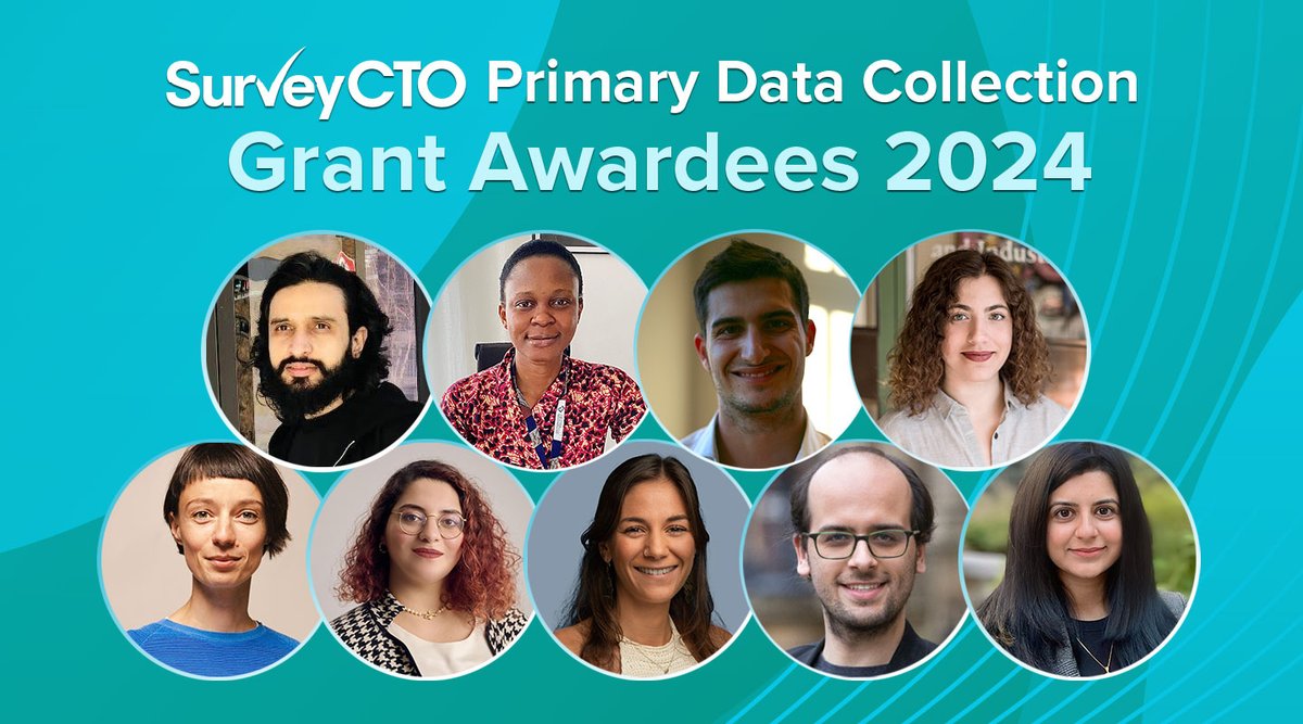 For the fourth year in a row, SurveyCTO is privileged to support rising stars in research through our Primary Data Collection Research Grant. 

We’re blown away by the quality and creativity in this year’s winning projects–take a look to learn more: ow.ly/zofP50V7mcs