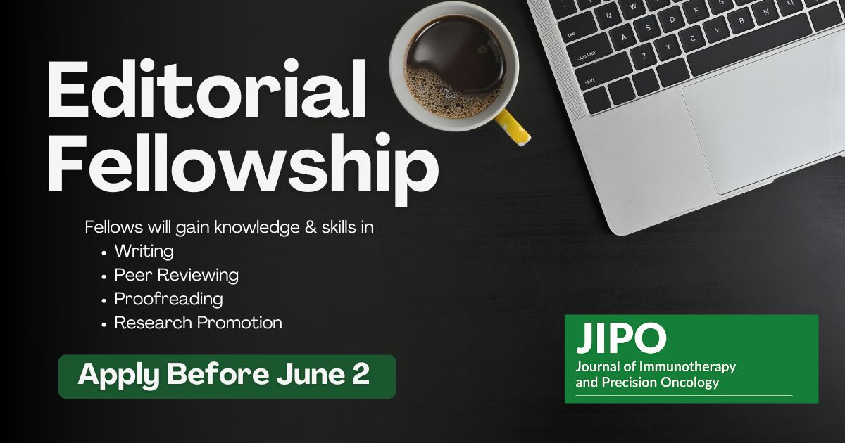 JIPO Editors (@jipoeditors) on Twitter photo Apply for a 1-year Editorial Fellowship with #JIPO! Applications are open through June 2, 2025. loom.ly/UQxaA-g <a href="/InnoJournals/">Innovations Journals</a> #fellowship #medicalpublishing #peerreview Apply for a 1-year Editorial Fellowship with #JIPO! Applications are open through June 2, 2025. loom.ly/UQxaA-g <a href="/InnoJournals/">Innovations Journals</a> #fellowship #medicalpublishing #peerreview