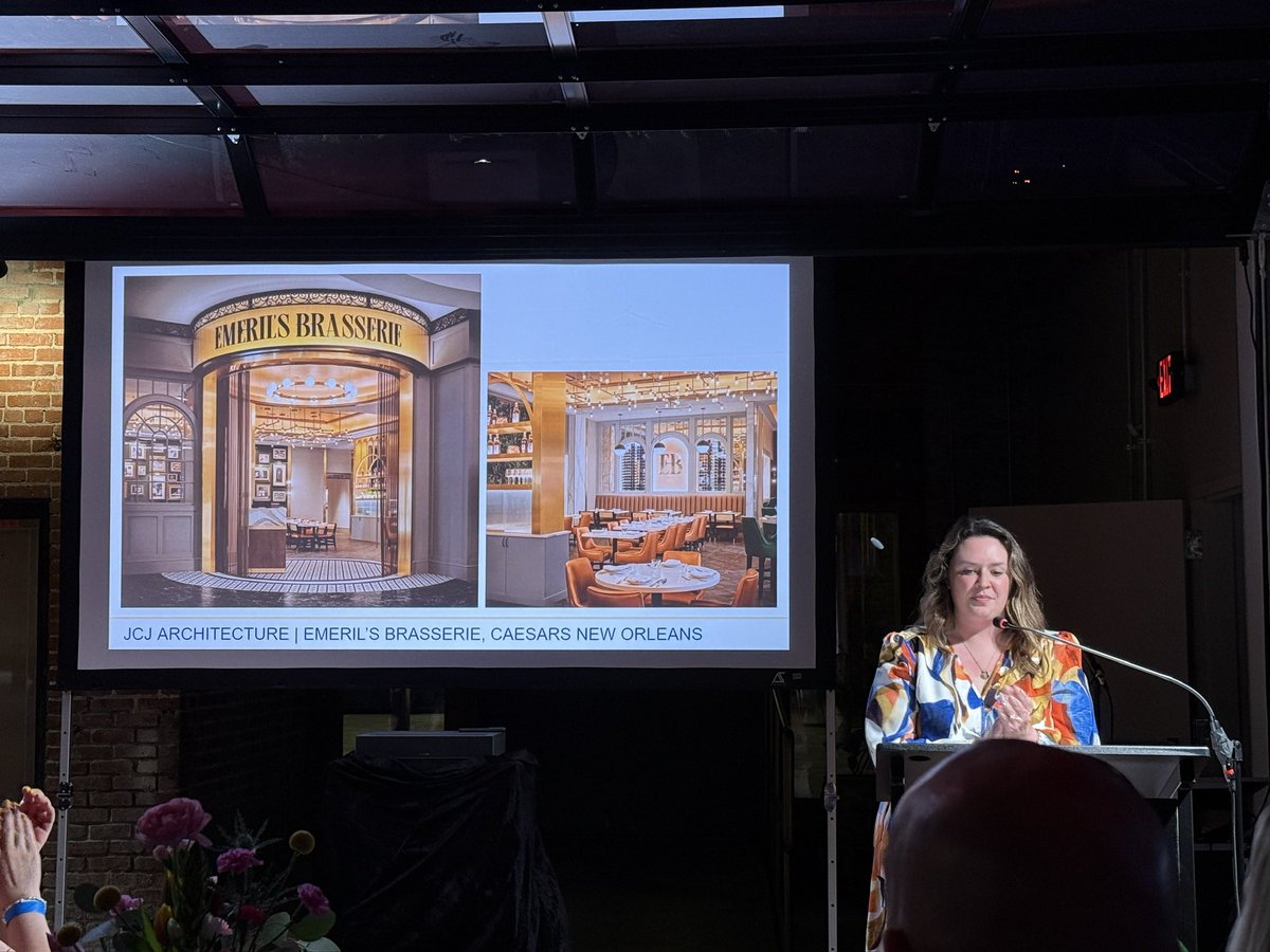Congratulations to our JCJ ARCHITECTURE Tulsa Studio on winning the Oklahoma Interior Design Coalition 2025 Best in Hospitality Award for Emeril’s Brasserie at Caesars New Orleans. Team members  from Tulsa, Hartford and Las Vegas celebrated together at the wonderful awards gala.