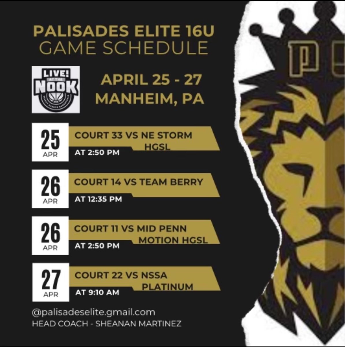 Palisades Elite (@palisadeselite) on Twitter photo Come check out our 16u HGSL Team this weekends in PA <a href="/SelectEventsBB/">Select Events Basketball</a> Live at the Nook‼️
#palisadeselite🦁❤️📈
Here is our schedule Come check out our 16u HGSL Team this weekends in PA <a href="/SelectEventsBB/">Select Events Basketball</a> Live at the Nook‼️
#palisadeselite🦁❤️📈
Here is our schedule