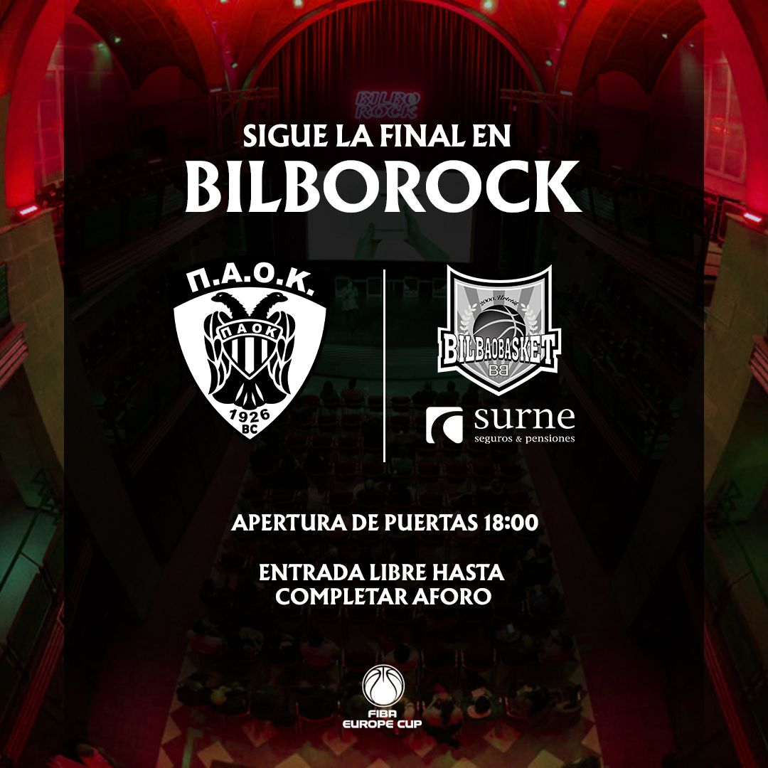 Sigue la final de la FIBA Europe Cup en Bilborock 

Surne Bilbao Basket y <a href="/Bilborockbilbao/">Bilborock</a> (Muelle de la Merced, 1) se unen para que la marea negra cuente con un espacio para seguir en directo la final de la FIBA Europe Cup (Miércoles, 19:15h, ETB1).

Las puertas de Bilborock se