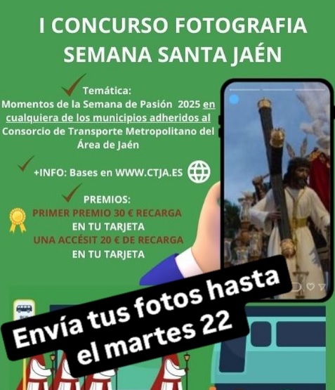 💡Recuerda que hasta mañana día 22 a las 23:59 nos puedes remitir tus fotografías para participar en el I Concurso fotográfico sobre la Semana Santa del CTAJ. 📷¡Envíanos tu fotografía y gana! 📷#semanasantajaen