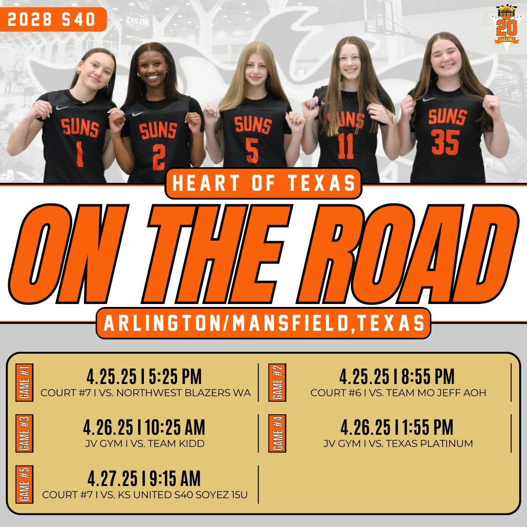 Four teams are headed to Texas this upcoming weekend (April 25–27) to participate in the Heart of Texas Tournament!

Check out each team's schedule and stay up to date using the link below: 
basketball.exposureevents.com/231818/heart-o…