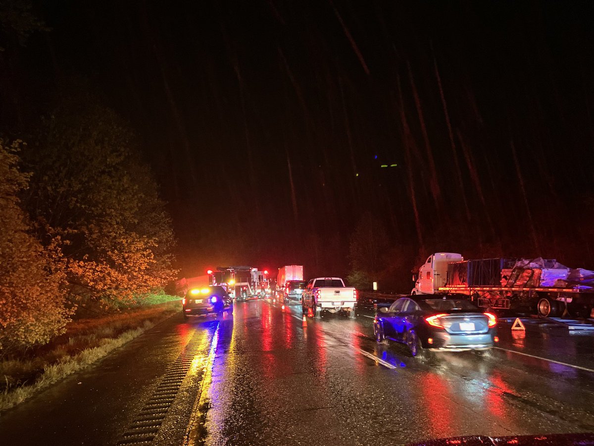 EF&amp;R is responding to a collision on WB 99 near MP 29 involving two semi- trucks. Currently three lanes blocked while we attend to the scene. One patient with non life threatening injuries is being transported to a nearby hospital.