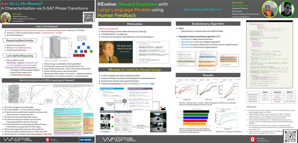 Heading to <a href="/iclr_conf/">ICLR 2026</a> .... interested in LLM Reasoning or LLMs for Reward Design in RL, come drop by our posters.

1. REvolve: rishihazra.github.io/REvolve/
2. Can LLMs Reason? 
@ Workshop on Reasoning and Planning for Large Language Models
arxiv.org/pdf/2504.03930

#ICLR2025 #RL #LLMs