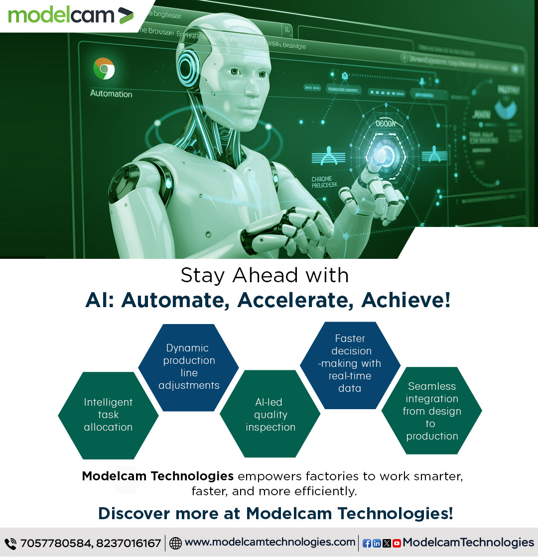 Modelcam's tweet image. Stay ahead in manufacturing with AI-enhanced factory automation by #ModelcamTechnologies! ⚙️🤖
Boost efficiency, quality &amp;amp; real-time decisions.

🔗 Discover more: tinyurl.com/38x8n84u

#SmartFactory #AIinManufacturing