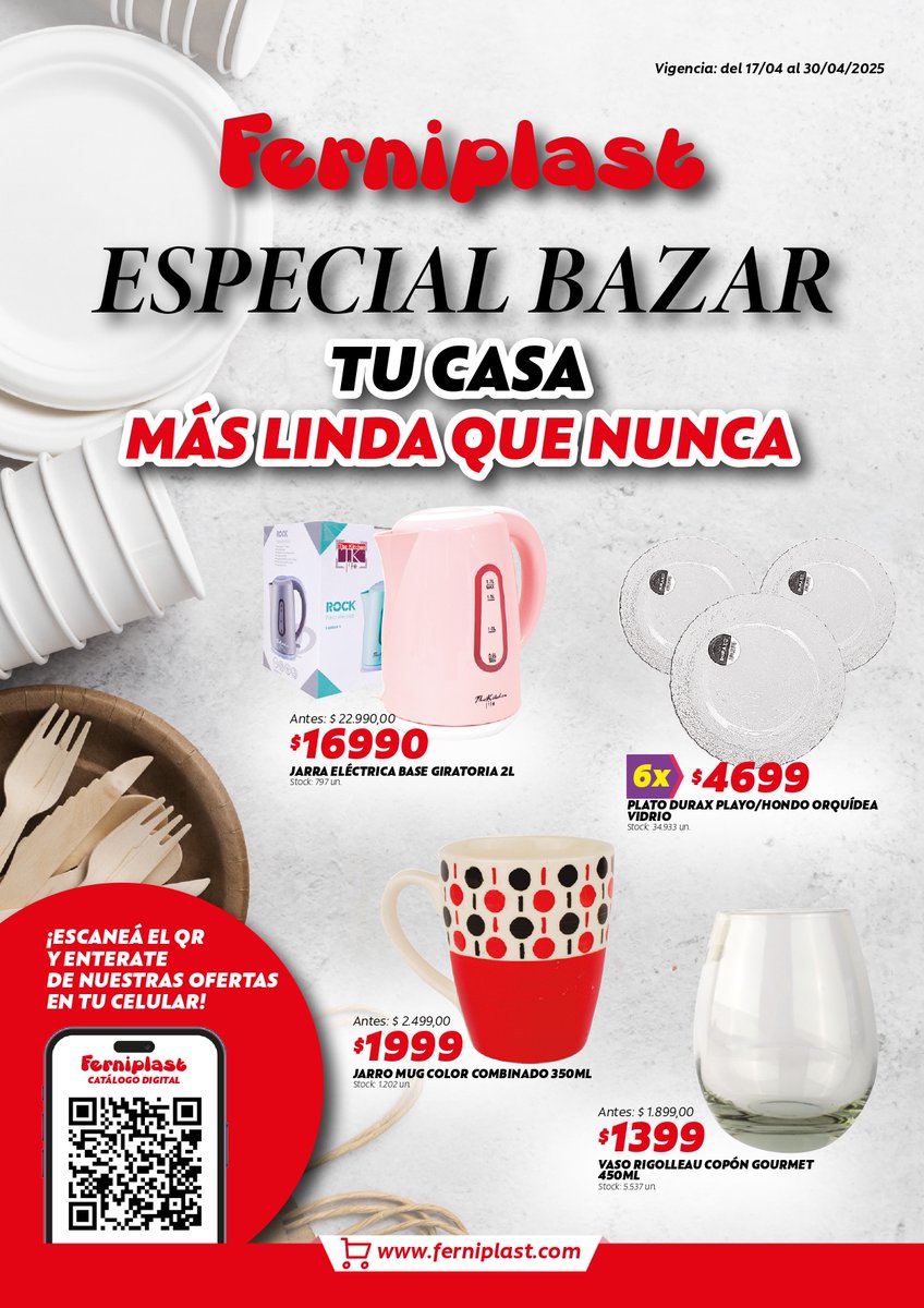 Tené tu casa más linda que nunca con las ofertas del 𝑬𝒔𝒑𝒆𝒄𝒊𝒂𝒍 𝑩𝒂𝒛𝒂𝒓 de #Ferni 🤩
🏃‍♀️​​🏃‍♂️ Vení corriendo no te pierdas todas las oportunidades para renovar tu casa!

👉Ingresá en el link de la Bio y descargá el catálogo completo en tu celu con todas las ofertas 📲
.
.